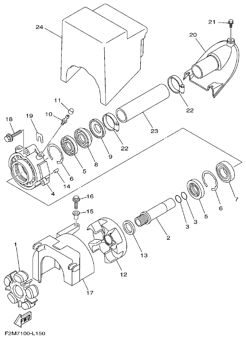 Yamaha F2ML JET UNIT 2 parts diagram